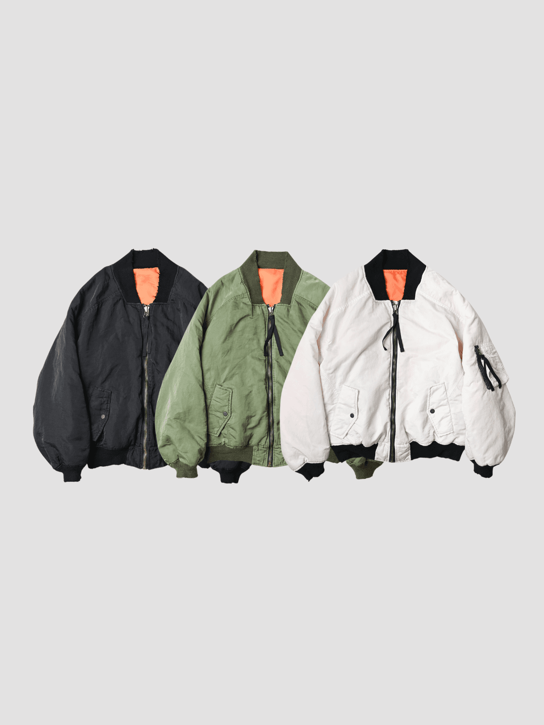 ANCELLM AGING BOMBER JACKET BLACK、KHAKI、SNOWWHITE(1/4)