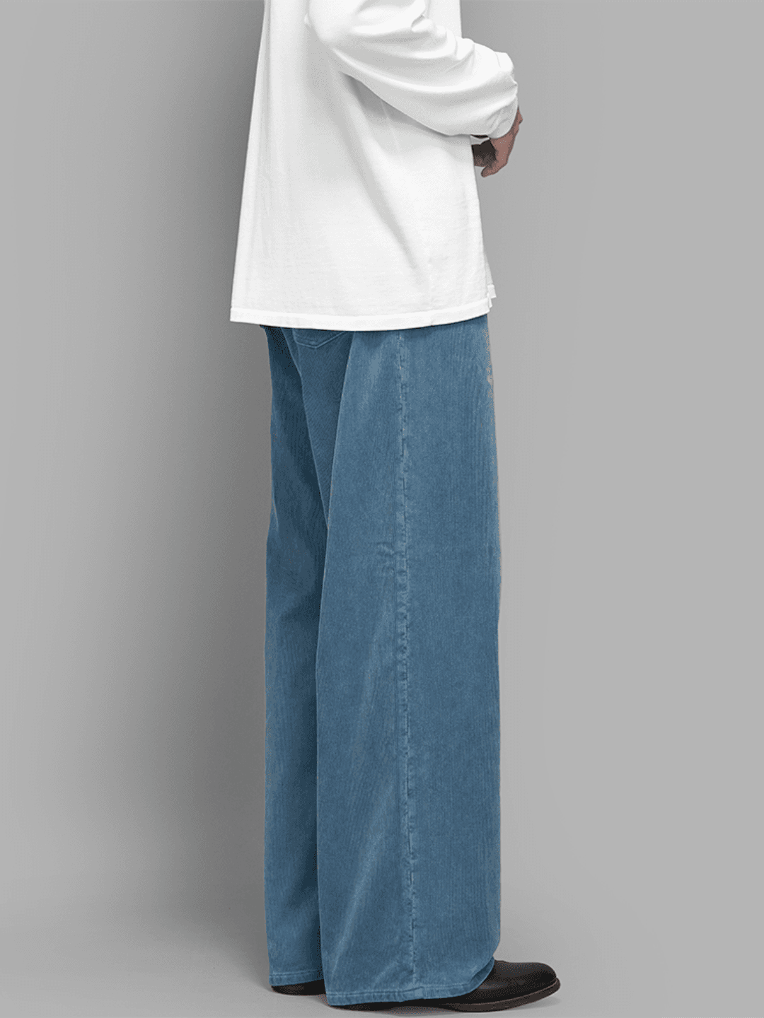 AURALEE GARMENT-DYED FINX CORDUROY 5P WIDE PANTS OLIVE BROWN、DUSTY PURPLE、DUSTY BLUE(10/10)