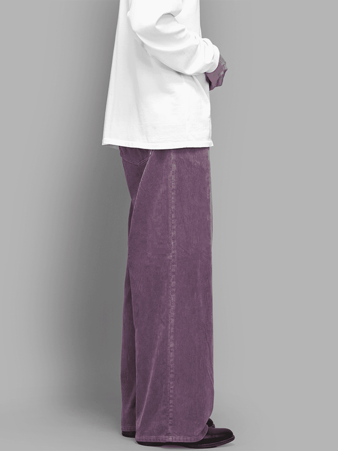 AURALEE GARMENT-DYED FINX CORDUROY 5P WIDE PANTS OLIVE BROWN、DUSTY PURPLE、DUSTY BLUE(9/10)