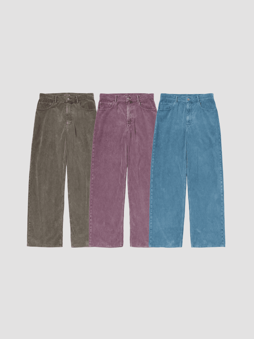 AURALEE GARMENT-DYED FINX CORDUROY 5P WIDE PANTS OLIVE BROWN、DUSTY PURPLE、DUSTY BLUE(1/10)