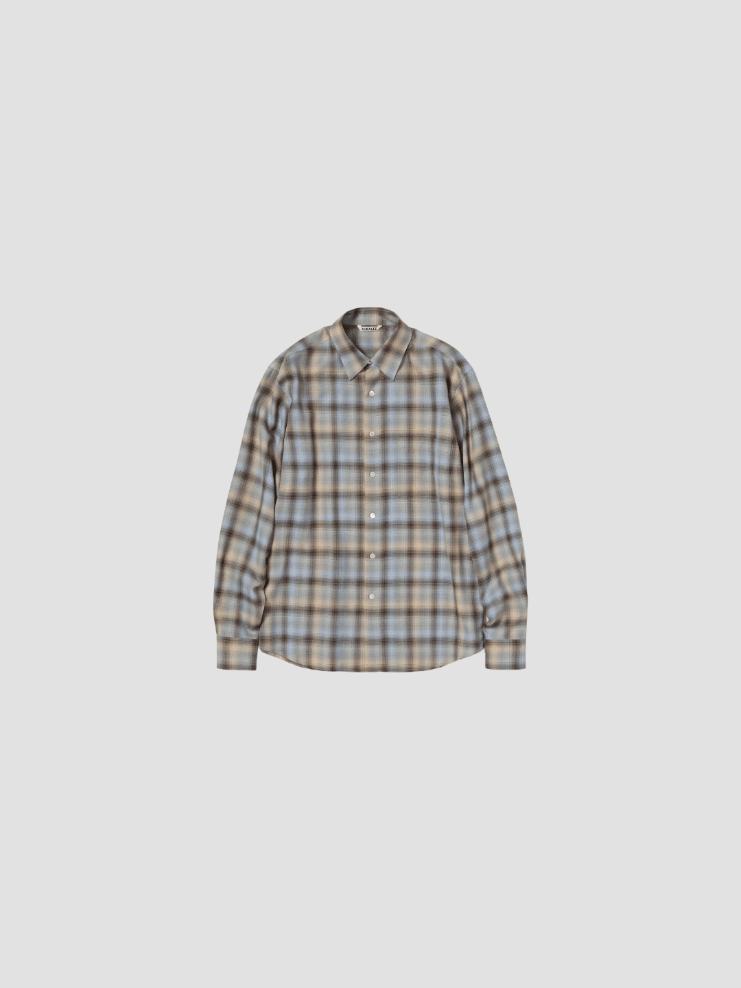 AURALEE SUPER LIGHT WOOL CHECK SHIRT BROWN CHARCOAL CHECK、BLUE ORANGE CHECK(3/5)