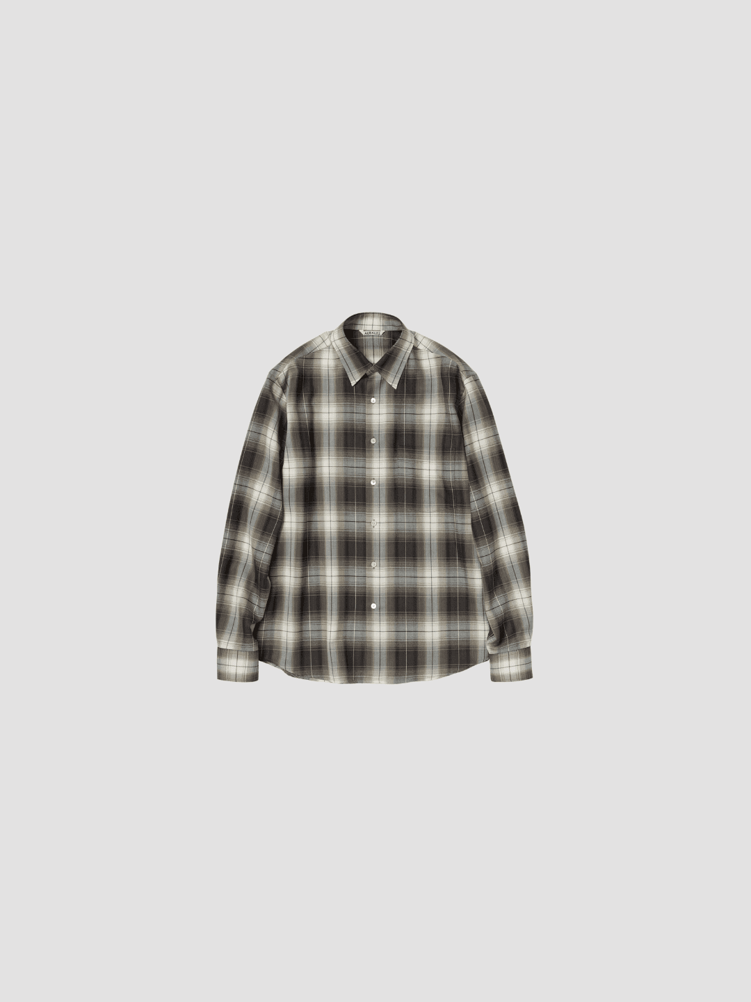 AURALEE SUPER LIGHT WOOL CHECK SHIRT BROWN CHARCOAL CHECK、BLUE ORANGE CHECK(2/5)