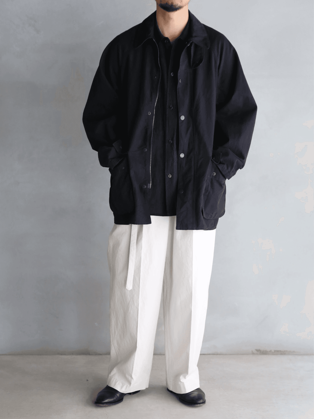 blurhms HARD TWIST GABARDINE RIDING JACKET BLACK NAVY(2/2)