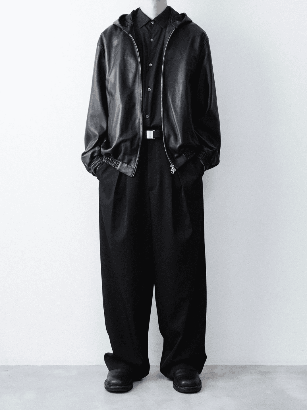 ssstein LAMB LEATER HOOD JACKET BLACK、GREY BROWN(4/9)