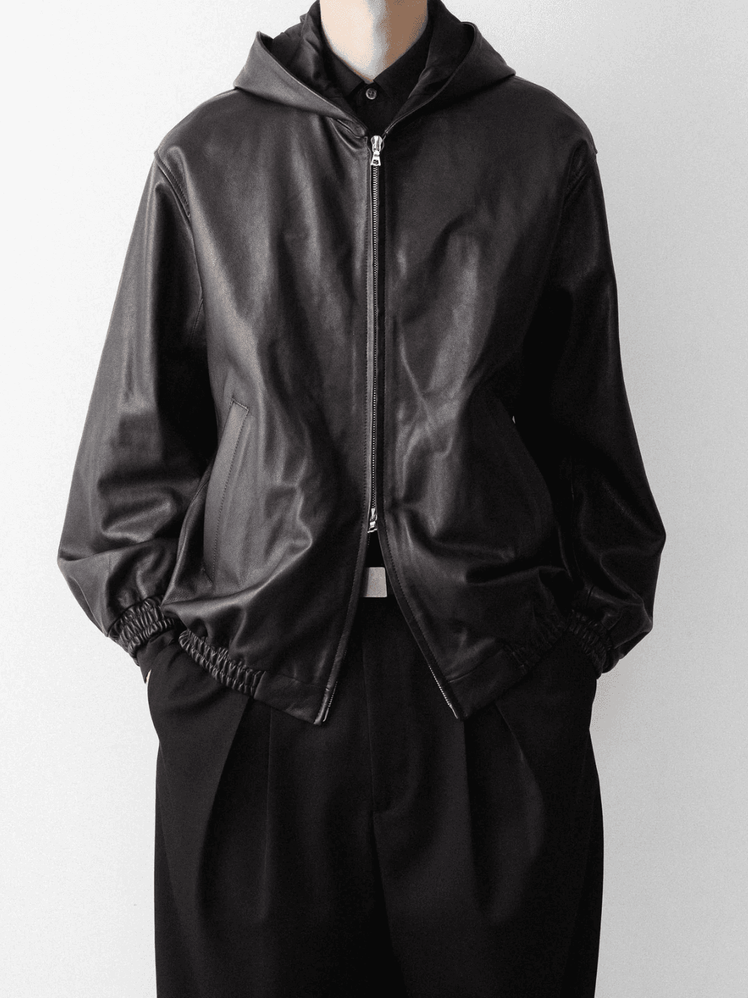 ssstein LAMB LEATER HOOD JACKET BLACK、GREY BROWN(8/9)