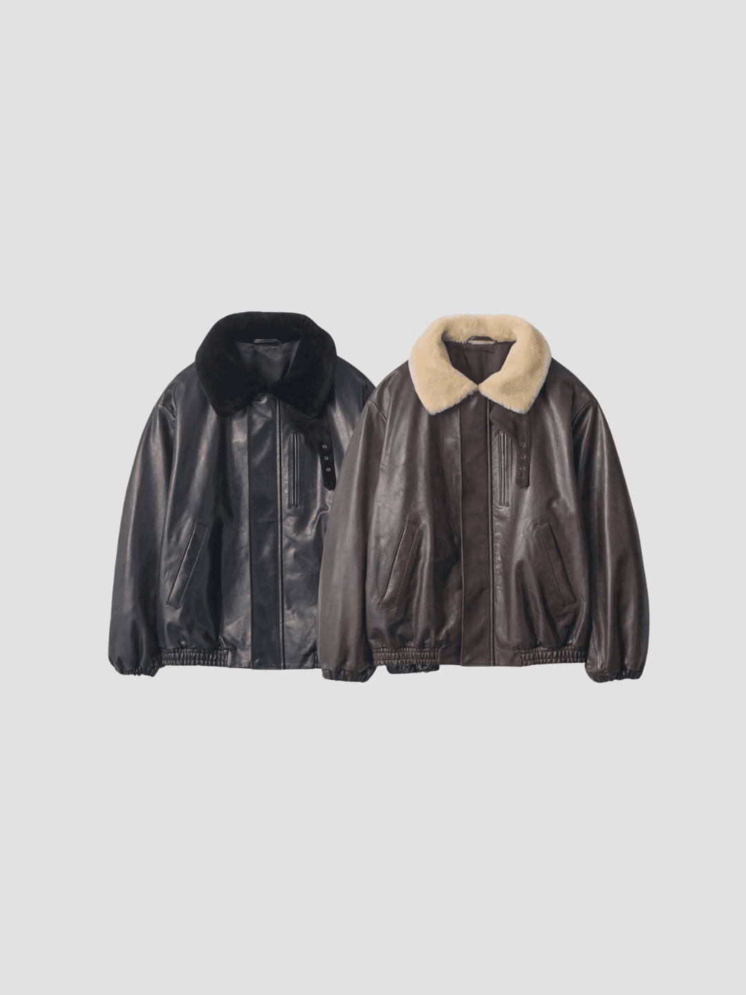 ssstein MOUTON COLLAR CALF ZIP JACKET BLACK、DARK BROWN(1/6)