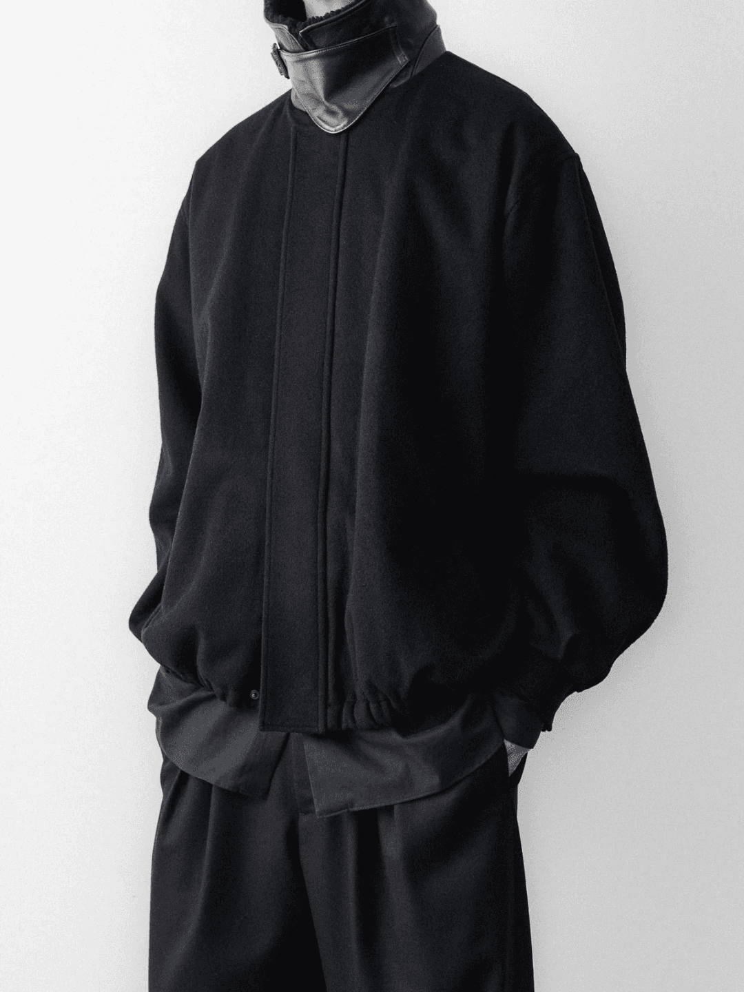 ssstein MOUTON COLLAR WOOL CASHMERE PADDED JACKET BLACK、DARK NAVY、GREY(4/11)