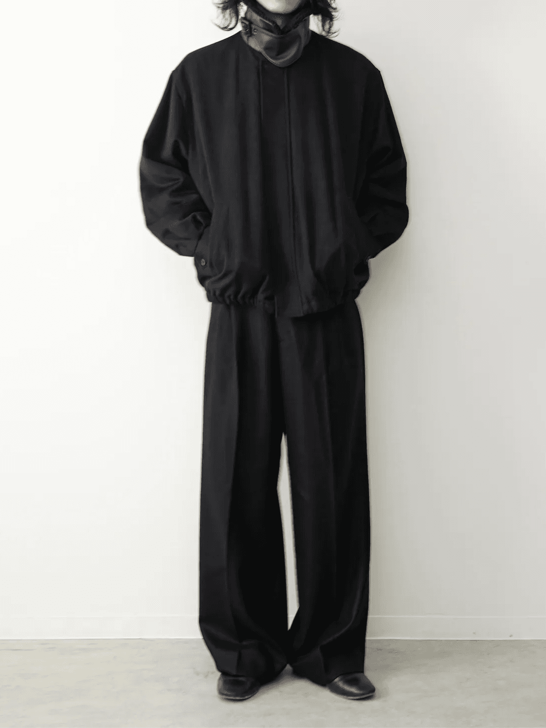 ssstein MOUTON COLLAR WOOL CASHMERE PADDED JACKET BLACK、DARK NAVY、GREY(5/11)