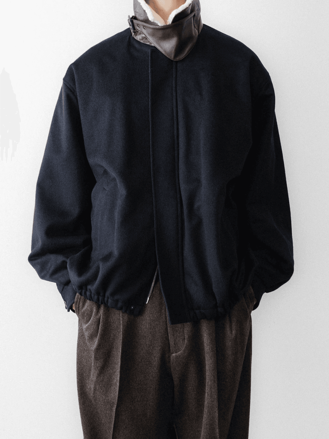 ssstein MOUTON COLLAR WOOL CASHMERE PADDED JACKET BLACK、DARK NAVY、GREY(7/11)