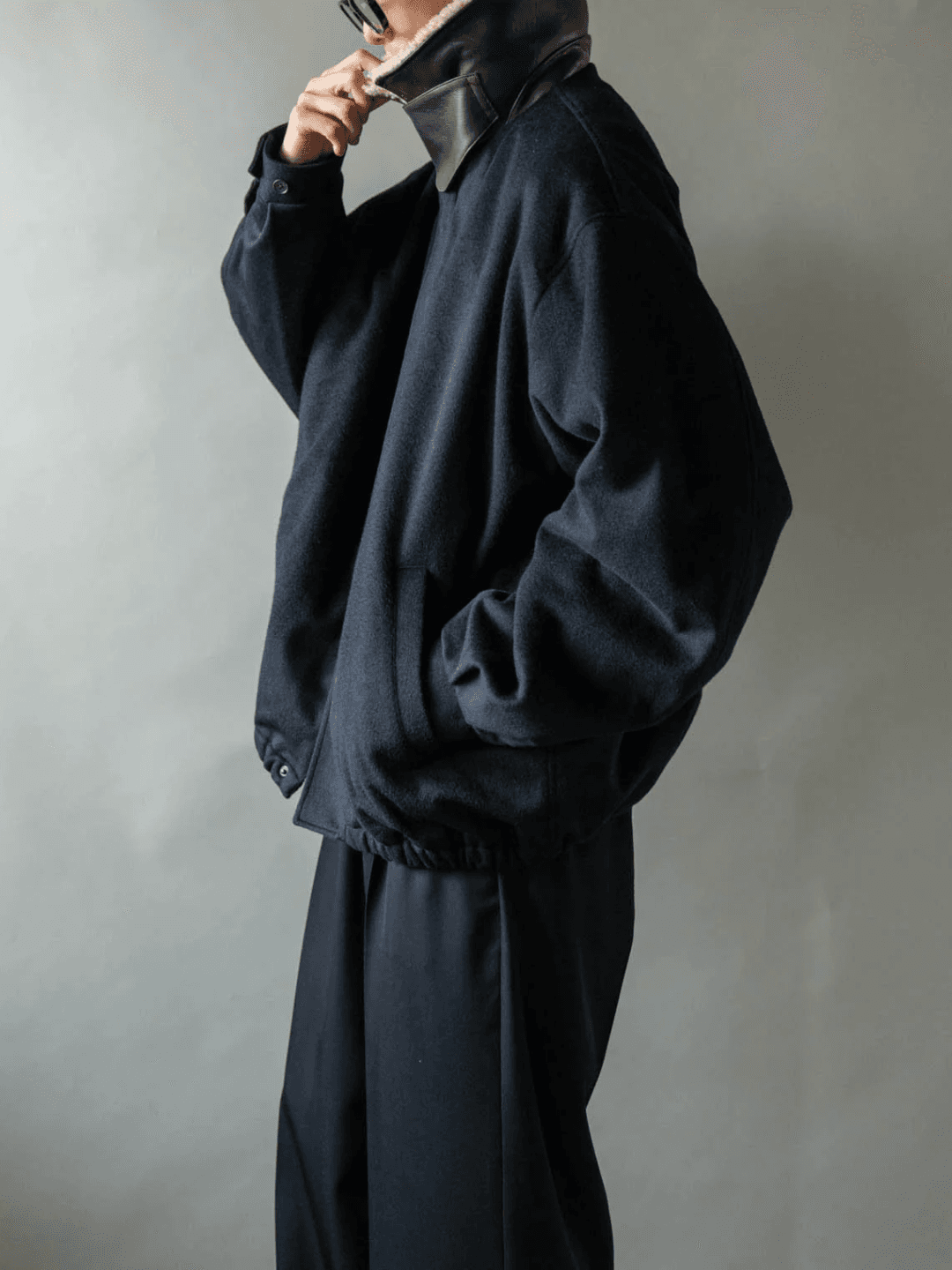 ssstein MOUTON COLLAR WOOL CASHMERE PADDED JACKET BLACK、DARK NAVY、GREY(8/11)