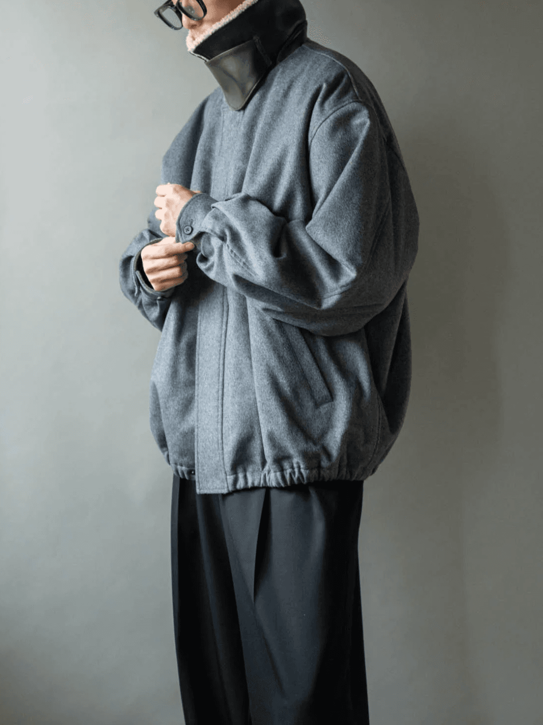 ssstein MOUTON COLLAR WOOL CASHMERE PADDED JACKET BLACK、DARK NAVY、GREY(9/11)