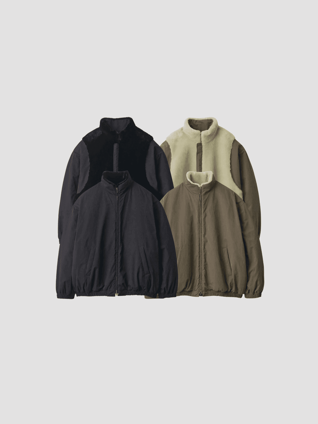 ssstein MOUTON INNER REVERSIBLE PADDED JACKET BLACK、KHAKI(1/5)