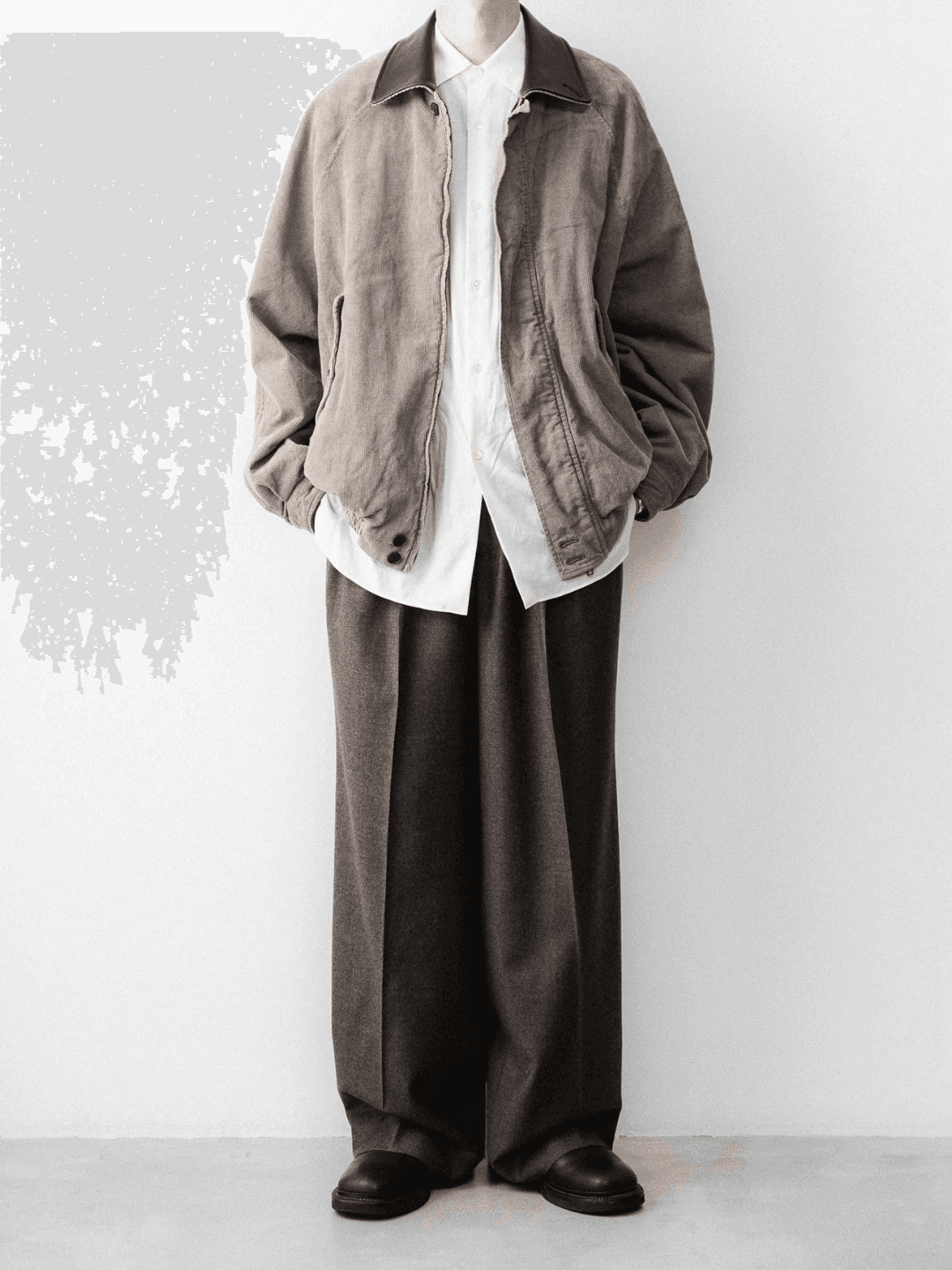 ssstein WOOL DOESKIN LONG WIDE TROUSERS GREY BROWN、TAUPE(4/5)