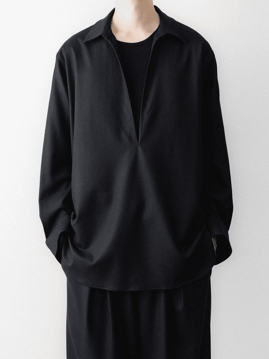 ssstein WOOL FLANNEL OVERSIZED SKIPPER SHIRT BLACK、GREY(3/5)