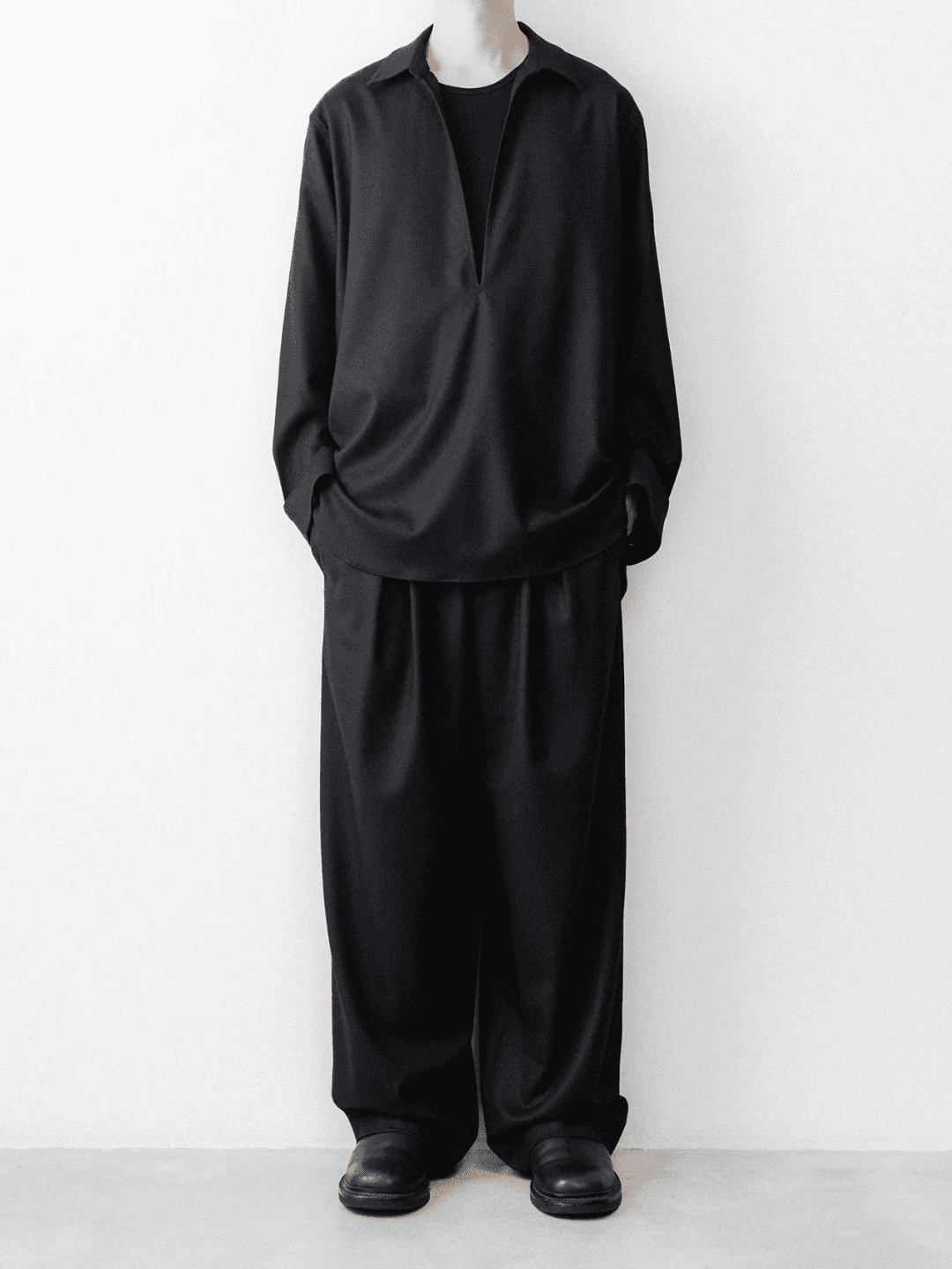 ssstein WOOL FLANNEL OVERSIZED SKIPPER SHIRT BLACK、GREY(2/5)