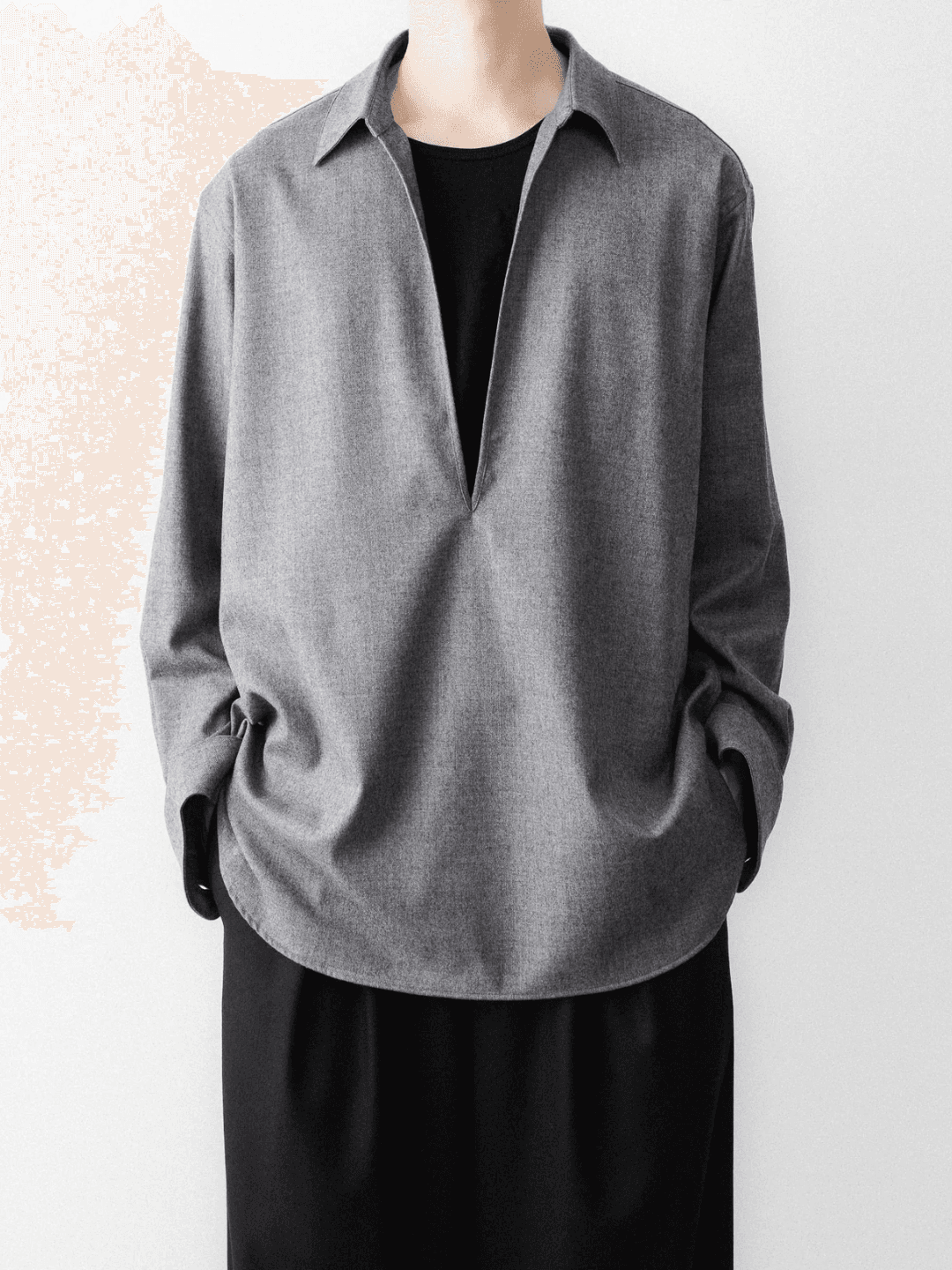 ssstein WOOL FLANNEL OVERSIZED SKIPPER SHIRT BLACK、GREY(5/5)